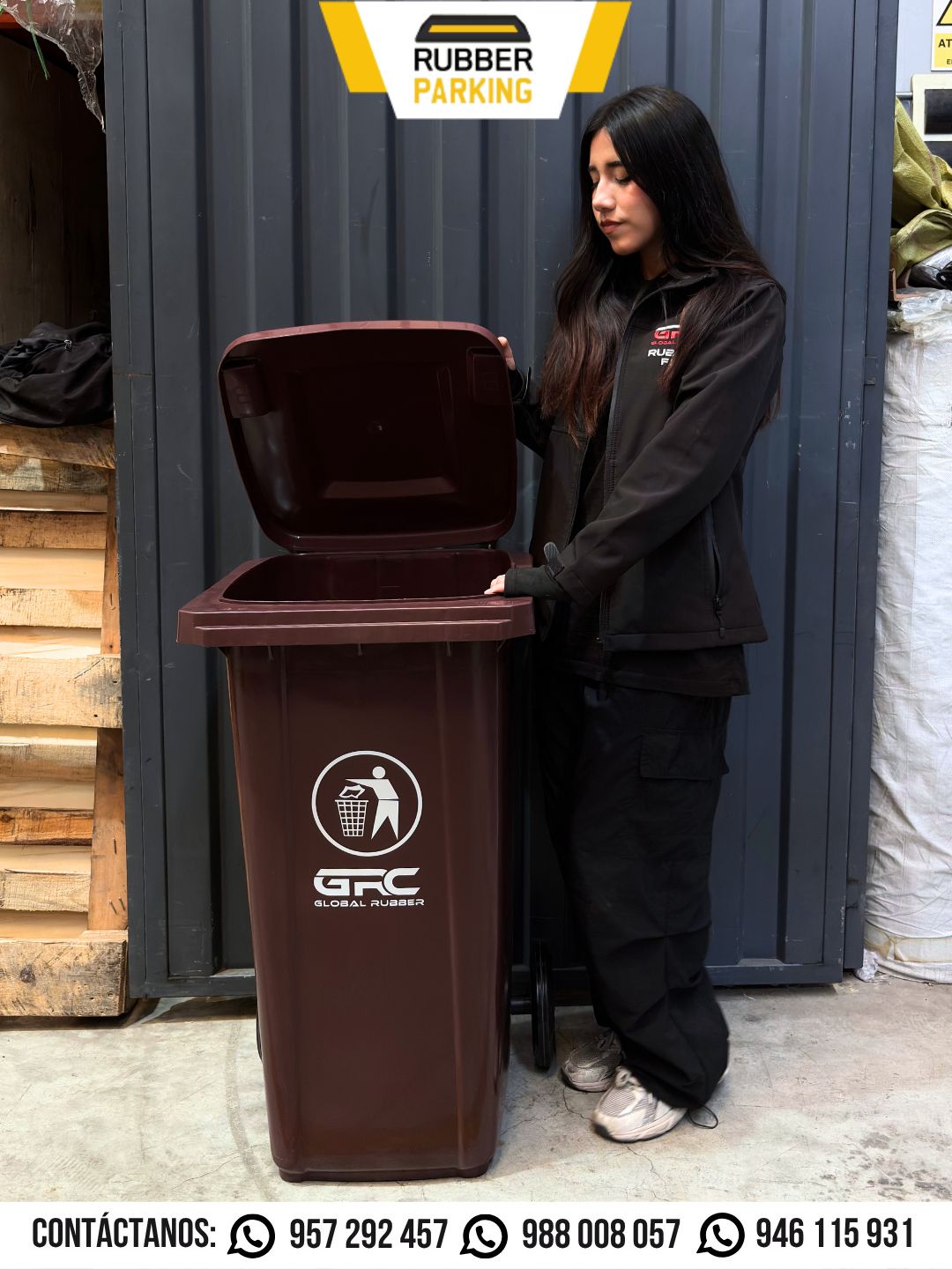 Tacho de basura 120 litros marrón